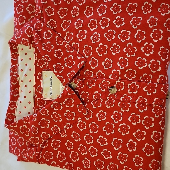 G.H. BASS & CO. Red Floral Long Sleeve Collared Button Down Cowgirl Western - Picture 1 of 10